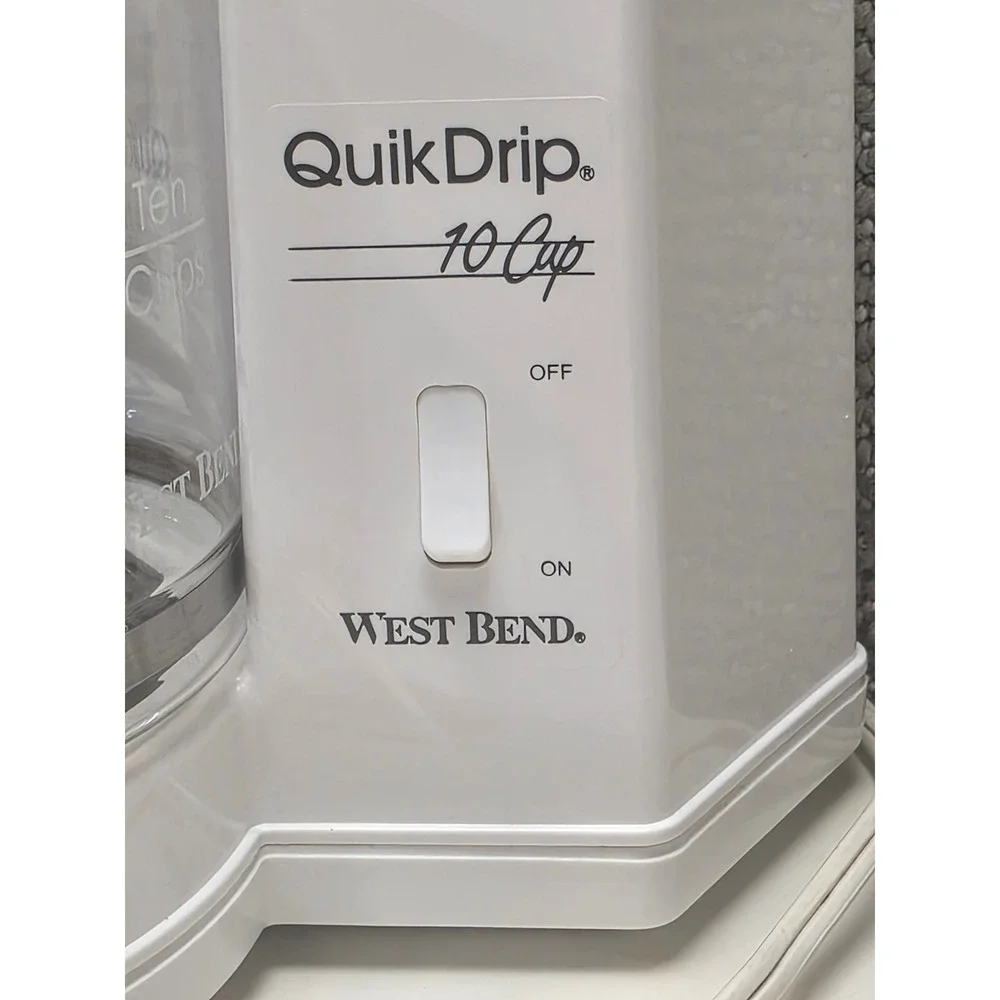 West Bend QuikDrip‎ 10 Cup Automatic Drip Coffee Maker White Glass Carafe 850W